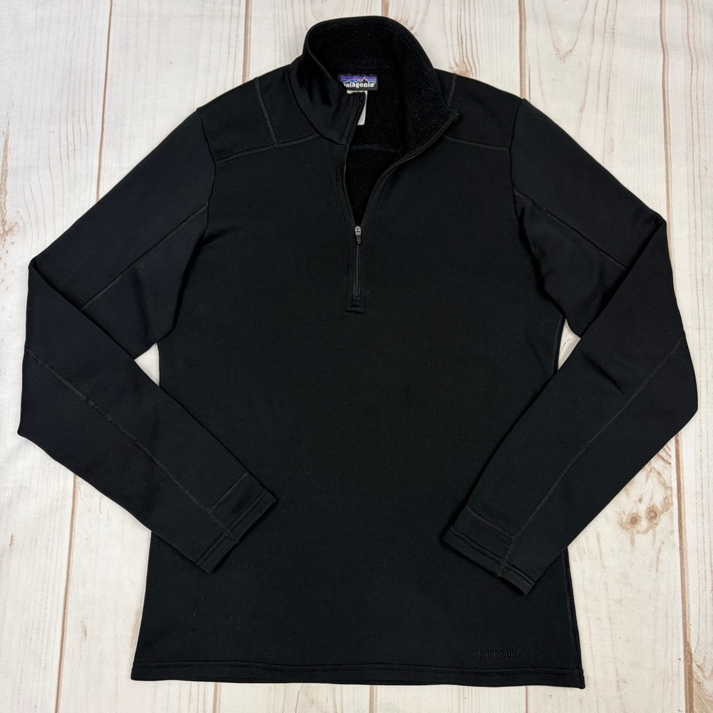 Patagonia 1/4 Zip Polartec Power Dry Fleece Pullover Black Sz S